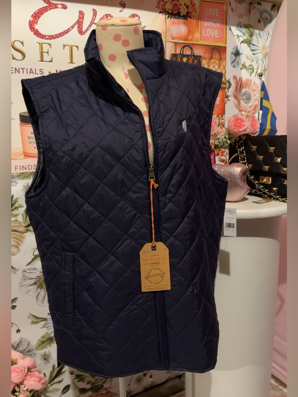 Weatherproof Quilted Sleeveless Vest in Navy